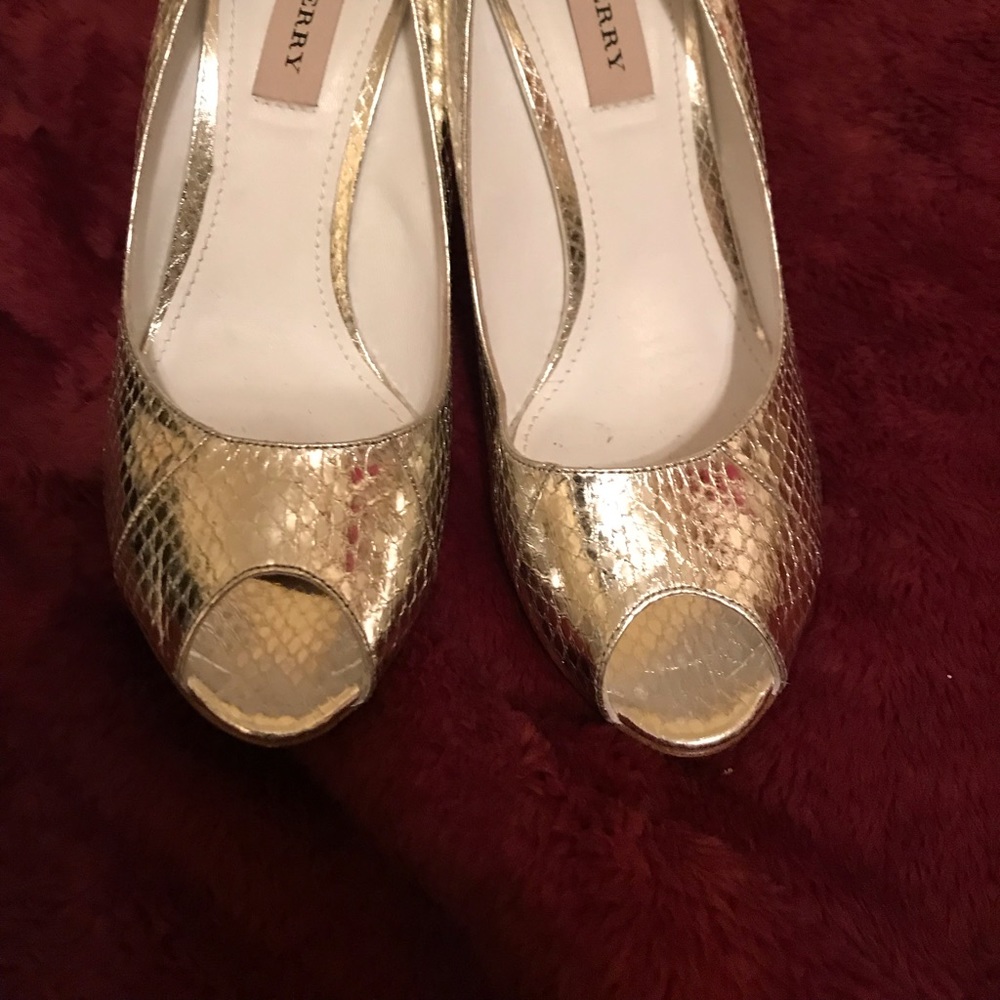 Burberry Silver Snakeskin Shoes